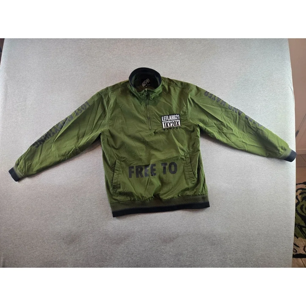 LEFLAH Jacket‎ Mens M Green Nylon Quarter Zip TKY20X Streetwear Loser & Hater